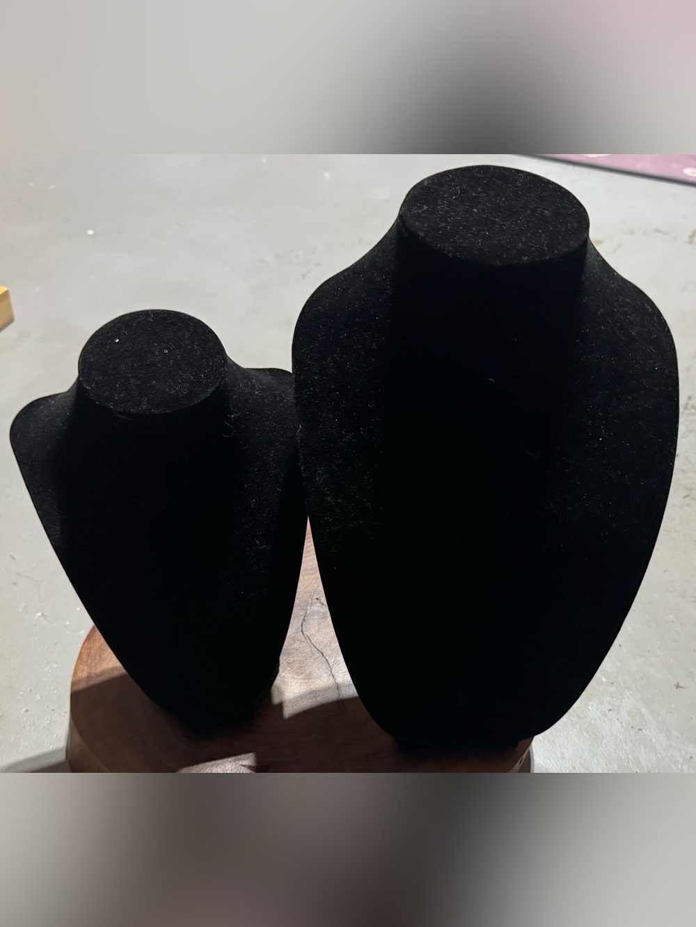 Unlisted Black Velvet Necklace Display Busts - Pair